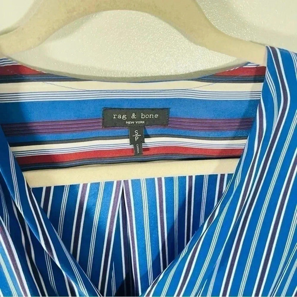 Rag & Bone Felix Pinstripe Silk Tied Blouse Small - Picture 3 of 9